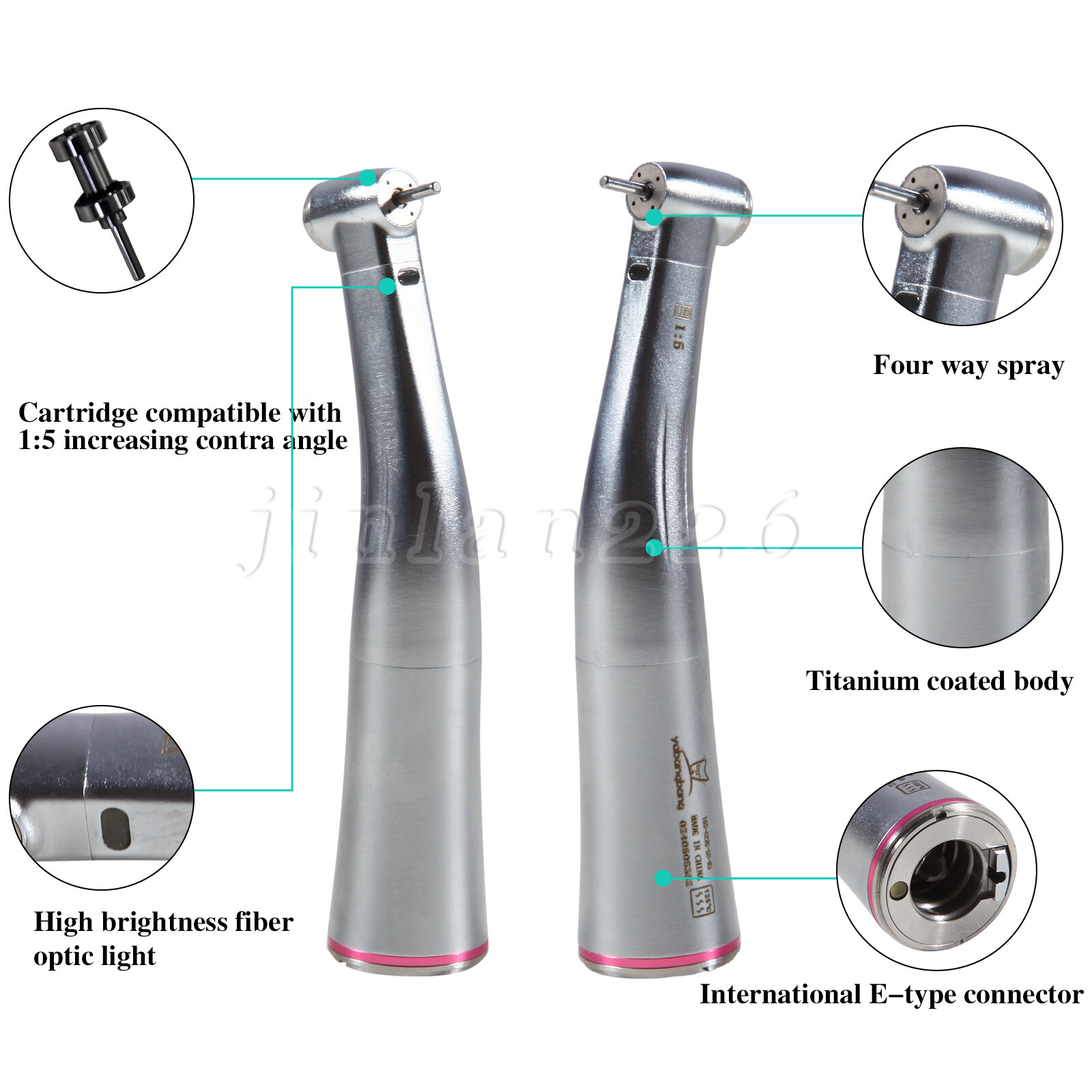 Dental 1:5 LED Contra Angle Increasing Handpiece Fit KaVo NSK Electric Motor USA