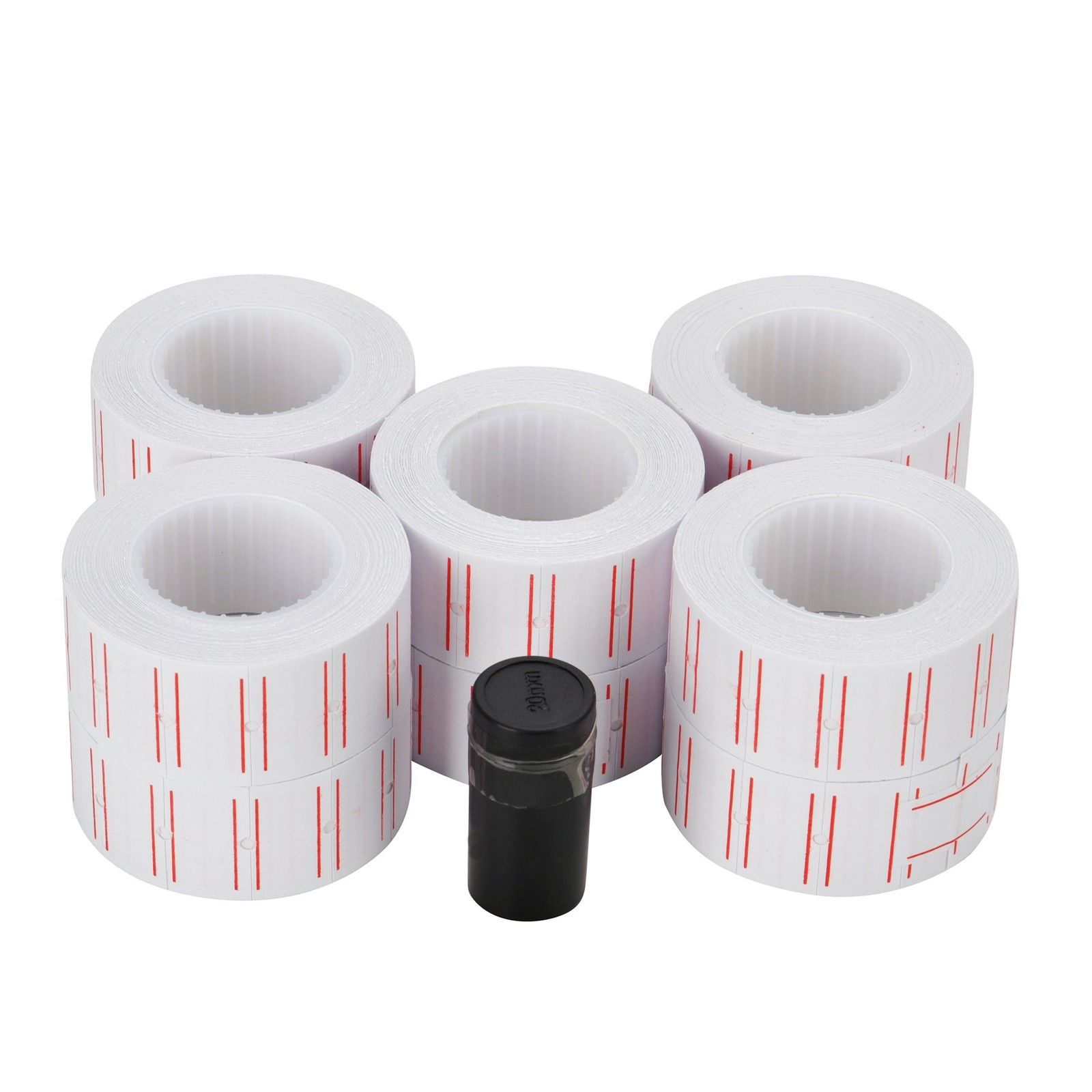 30 Rolls 600/Roll White Red Line Price Gun Paper Tag Labels for MX 5500 w/ 3 ink