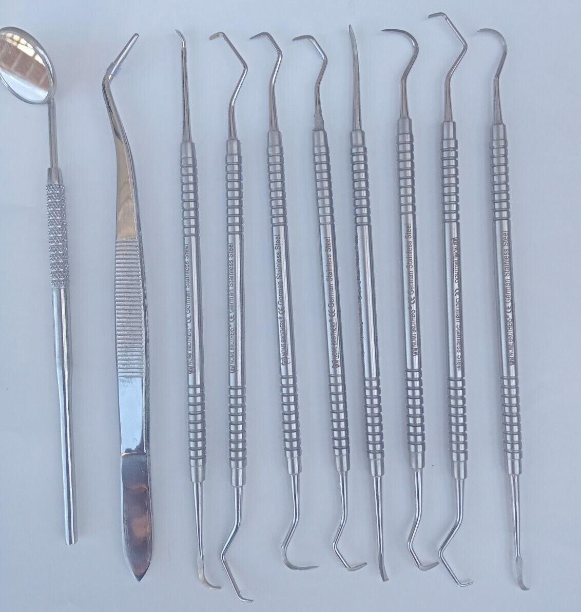 10 PC Dental Pick & Mirror Tools Sculpture Instrument Double End Oral Kit German