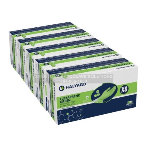 Halyard FLEXAPRENE* GREEN Exam Gloves 44792 – 5 BOXES of 200 X-SMALL
