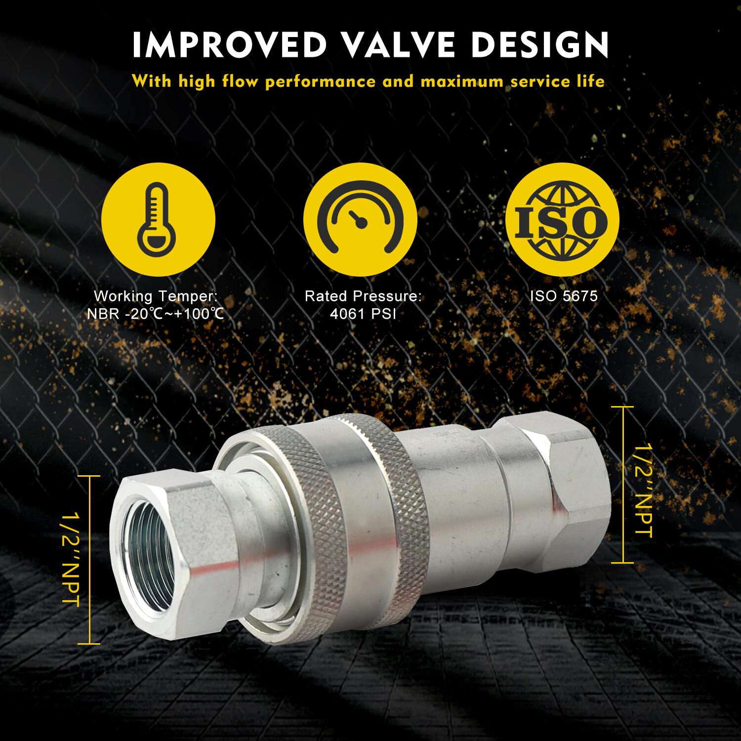 1/2″ Ag Hydraulic Quick Connect Couplers Couplings, Ball Pioneer Style 2 Sets
