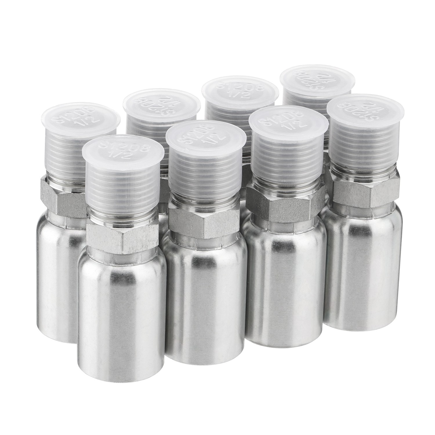 12Pack 1/2″ I.D. Hose x 1/2″ NPTF Male Hydraulic Hose End Crimp Fittings w/Cover