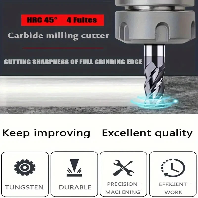 New 5 PCS – 1/8″ 4 FLUTE CARBIDE END MILL – TiALN COATED USA