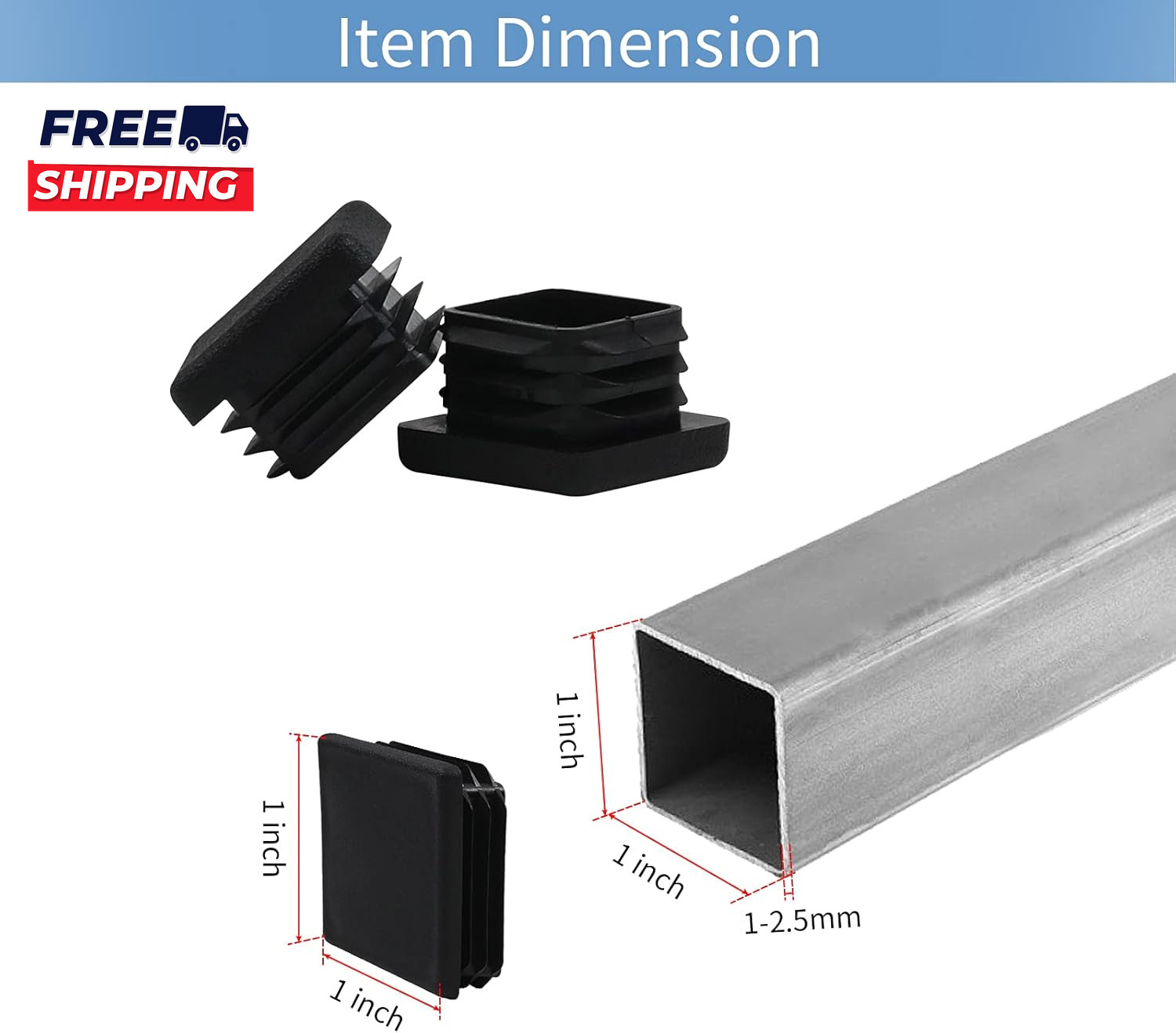 1 1X1 Square Tube End Cap Plastic Plugs 1X1 1 Inch Square Tubing Plug 1X1 Tube