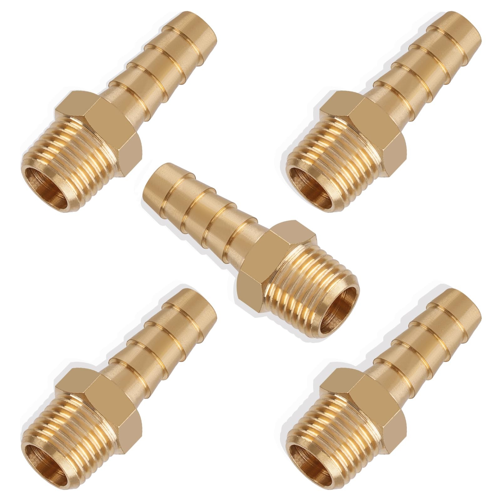 Boeray 5pcs Brass Hose Barb Fittings 5/16 Inch Barb to 1/4 Inch NPT Male Thre…