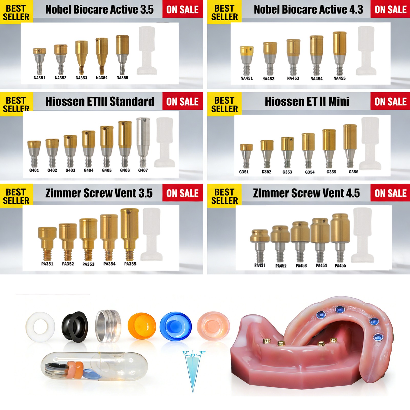 Dental Overdenture Zest Locator Abutment Legacy Anchor Hiossen Nobel Zimmer Cap