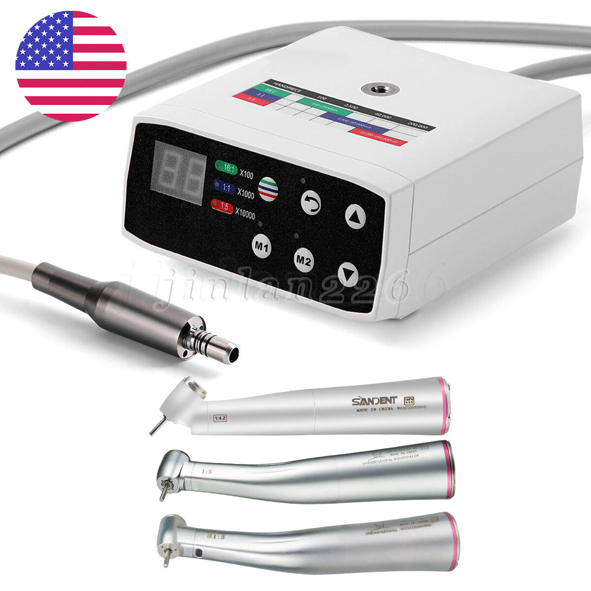 Dental Electric Motor LED Handpiece 1:5 1:1 Brushless Yabangbang