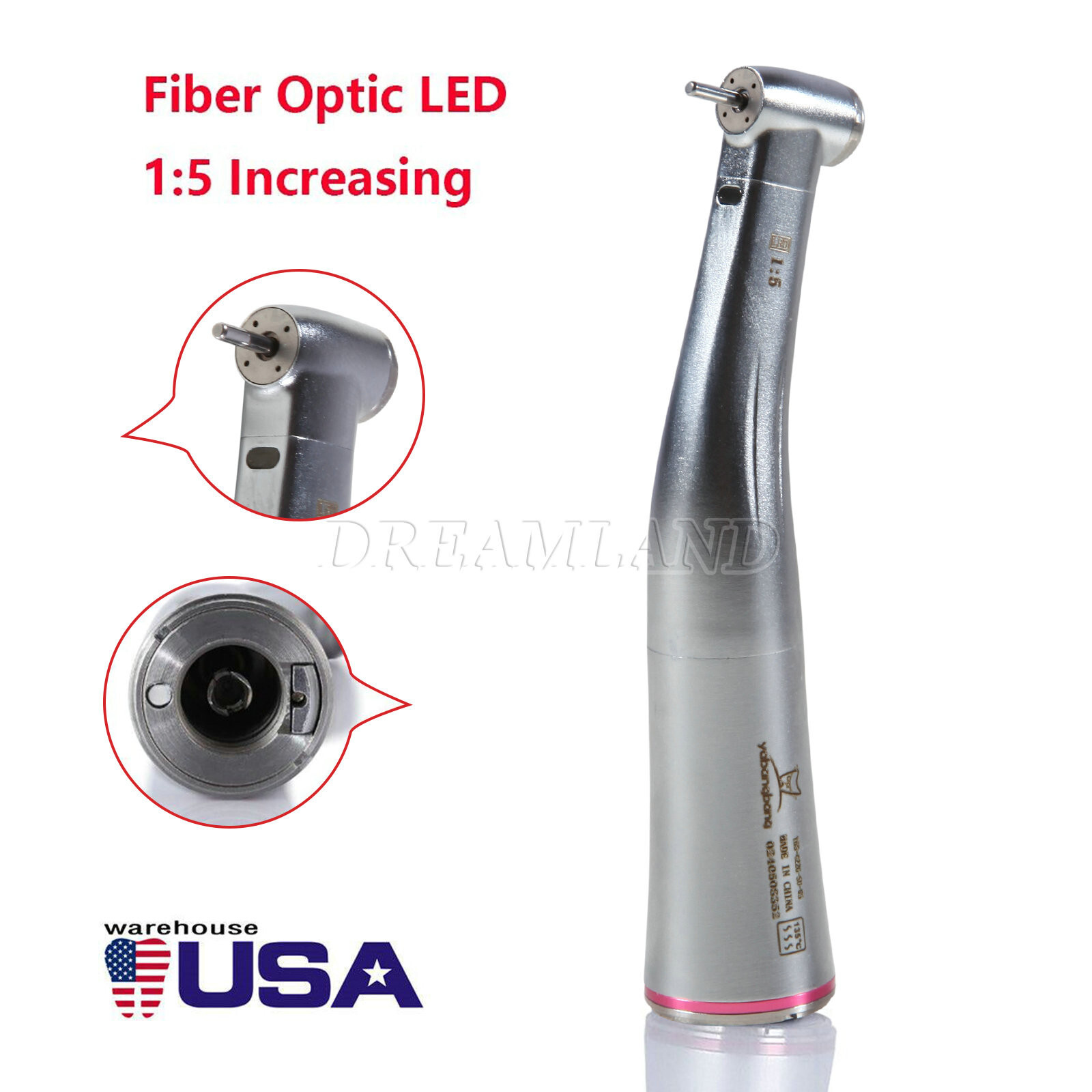 Dental 1:5 LED Contra Angle Increasing Handpiece Fit KaVo NSK Electric Motor USA