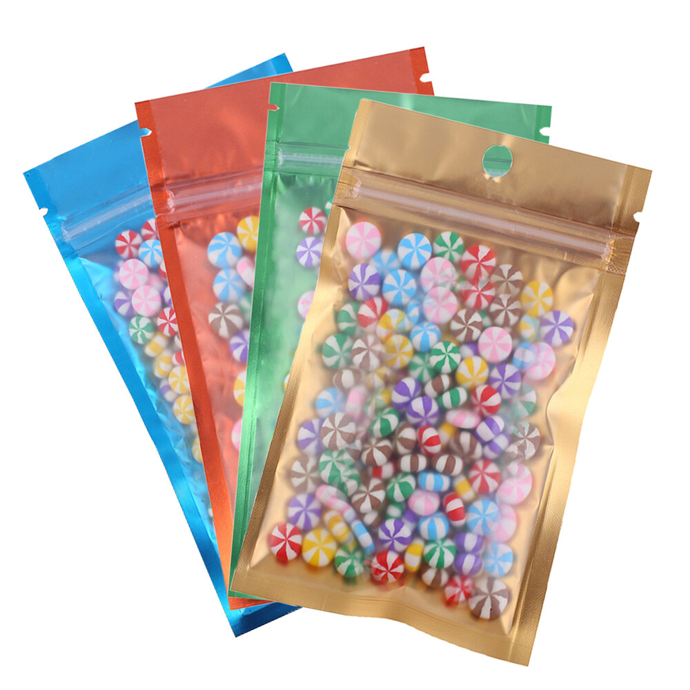 Variety of Sizes/Colors for Clear/Color/Silver Zip Bag w/ Hang Hole (100/Pack)