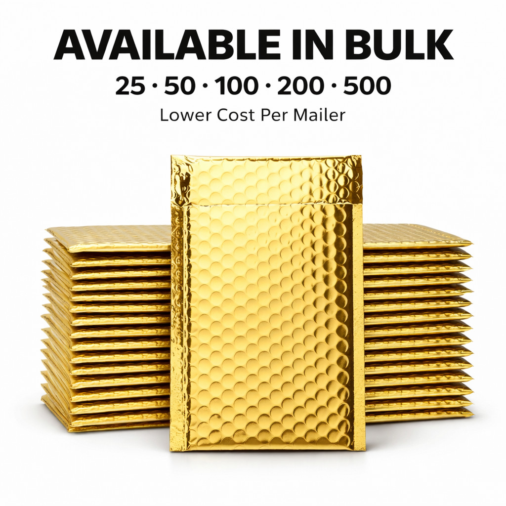 Gold Poly Bubble Mailers Self Seal Padded Shipping Envelopes Choose Size Qty