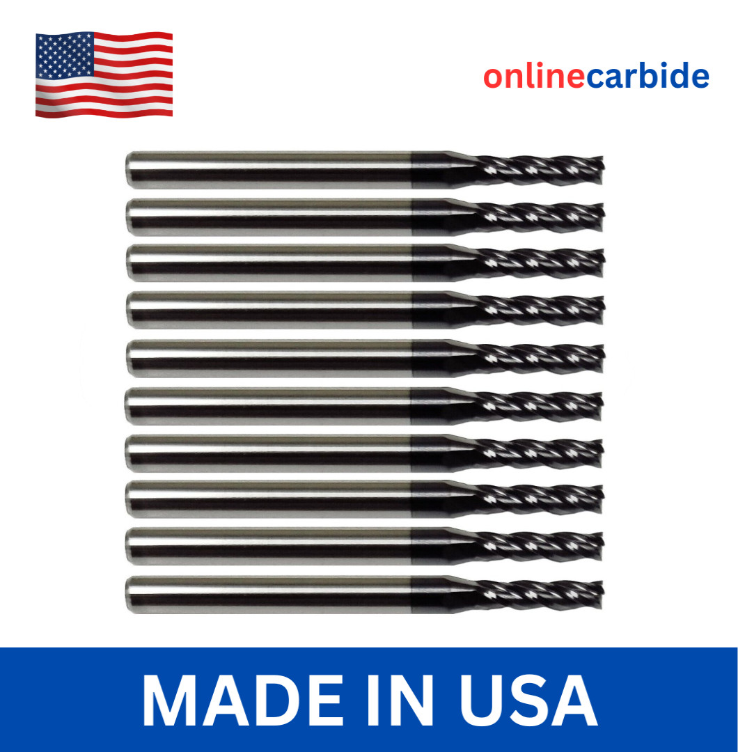 10 PCS 1/16″ 4 FLUTE CARBIDE END MILL – TiALN COATED