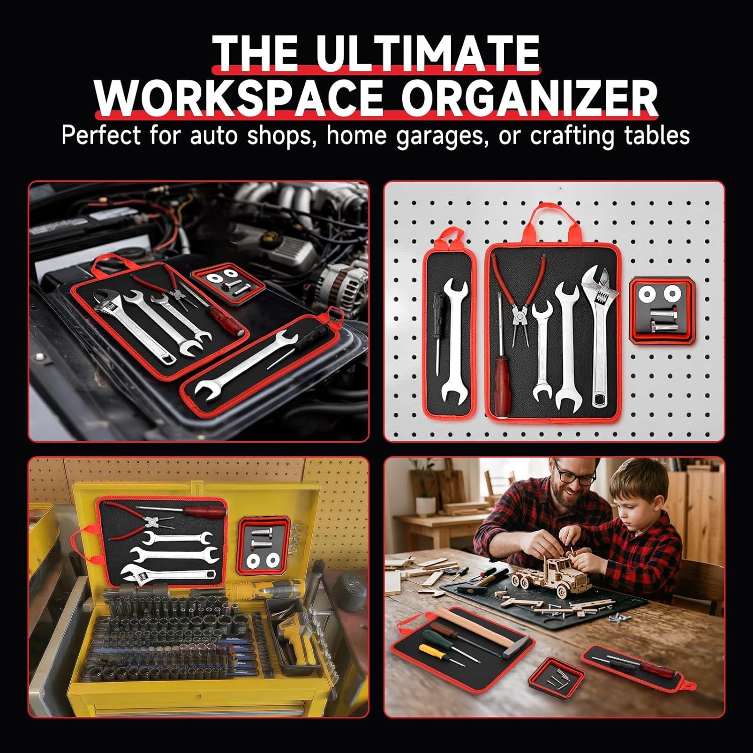2 Magnetic Tool Mats & 1 Magnetic Parts Trays & 15 lb Telescoping Pickup Pen A++