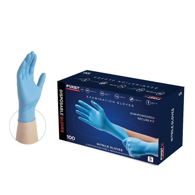 First Glove Nitrile Medical Dental Exam Gloves Blue Powder-Free Small – 1000pcs