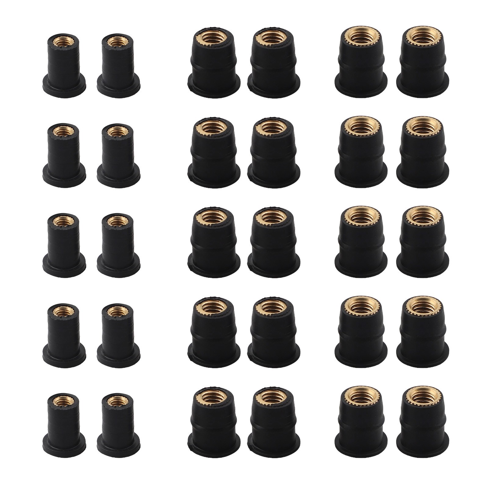 Rubberized Brass Nuts Neoprene Well Nuts Various Sizes High Strength Rubber