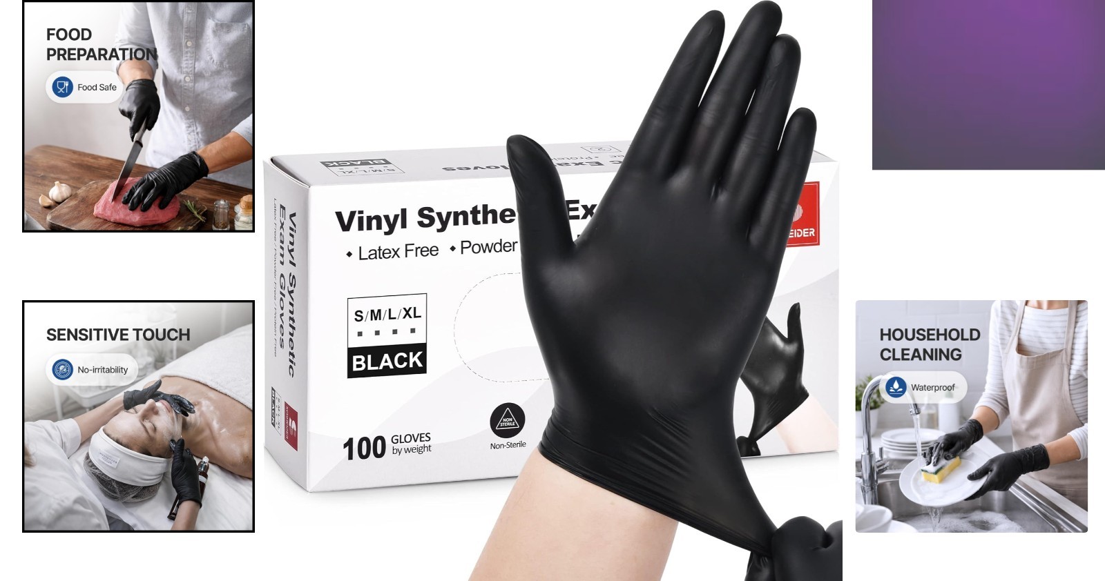 Comfortable XL Vinyl Exam Gloves, 4 Mil, Latex-Free & Food Safe – 100 Count Pack