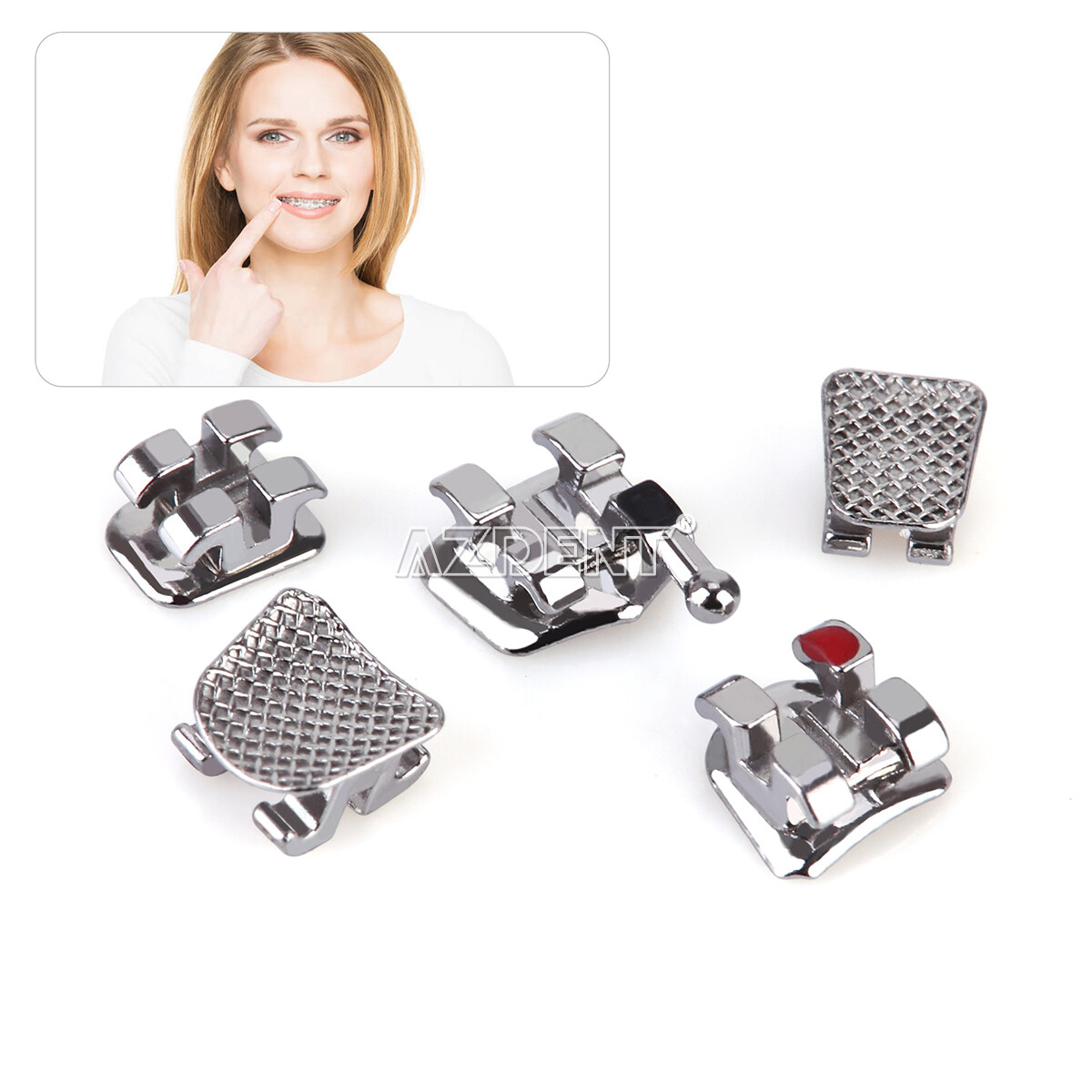 Dental Orthodontic Metal Brackets Braces Mini/Standard Roth/MBT 022/018 AZDENT