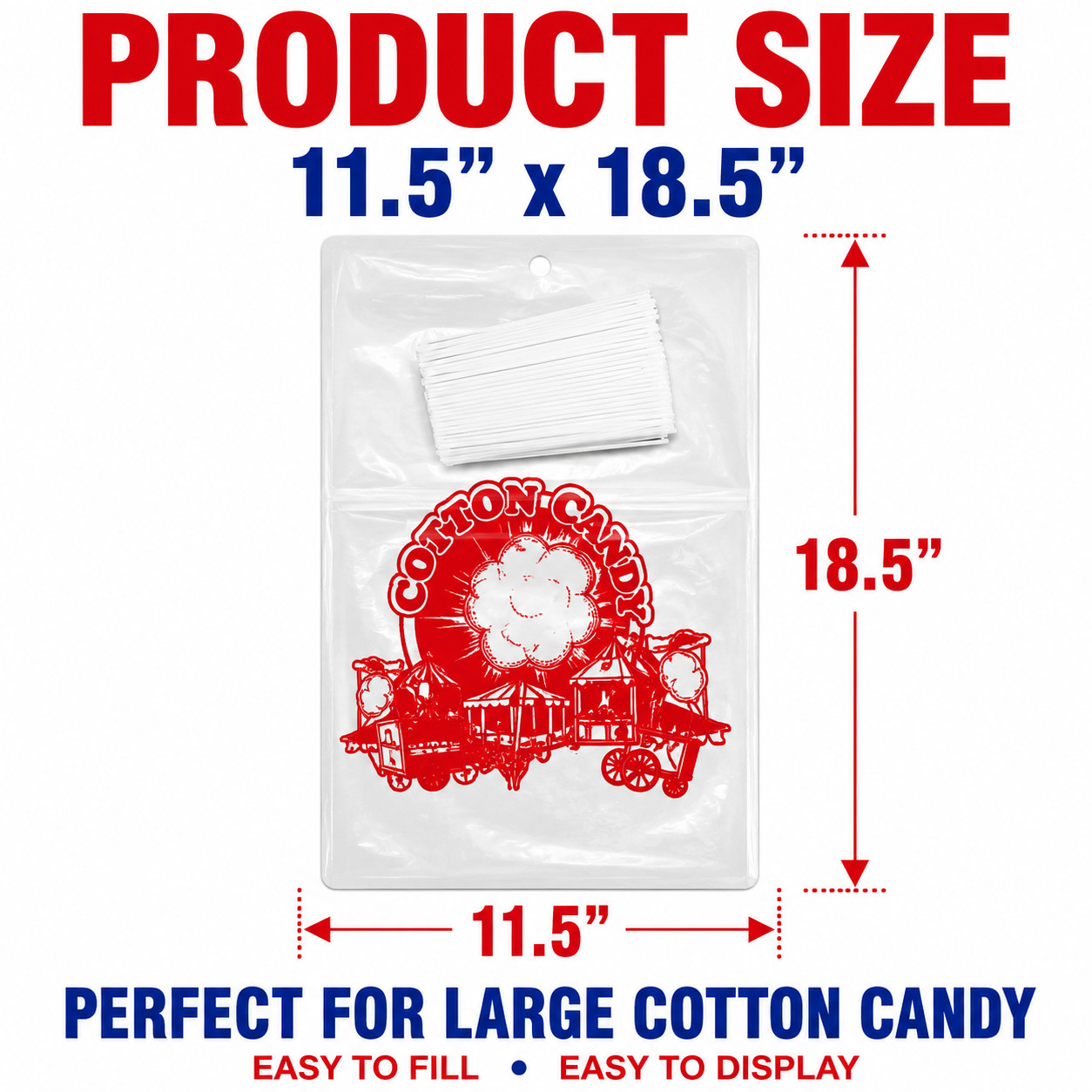 Clear Plastic Printed Cotton Candy Bags Resto Kitchen 11 1/2″ x18 1/2″