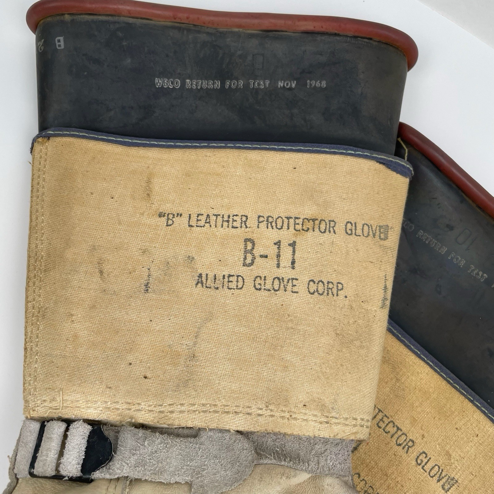 1967 CHARCO Rubber Lineman Gloves w/Allied B-11 Leather Protectors Display Only