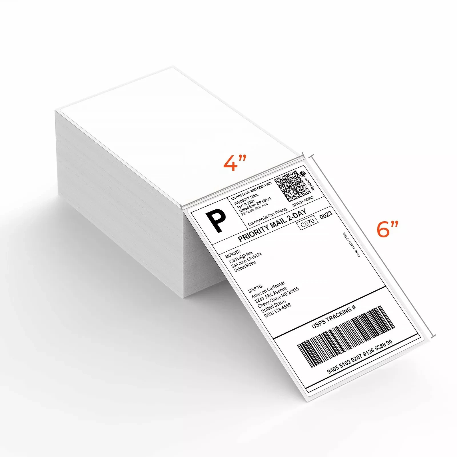 4000pc (4×6) Fanfold Direct Thermal Shipping Labels for Zebra and Rollo Printers