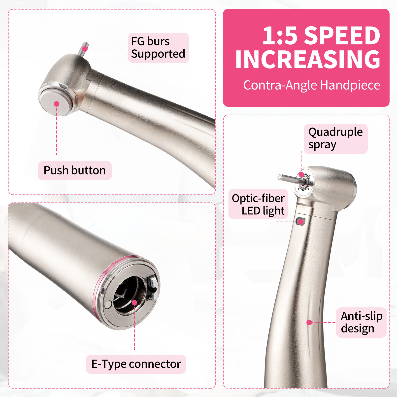 US Dental Brushless LED Electric Micro Motor 1:1/1:5 Increasing Dental Handpiece