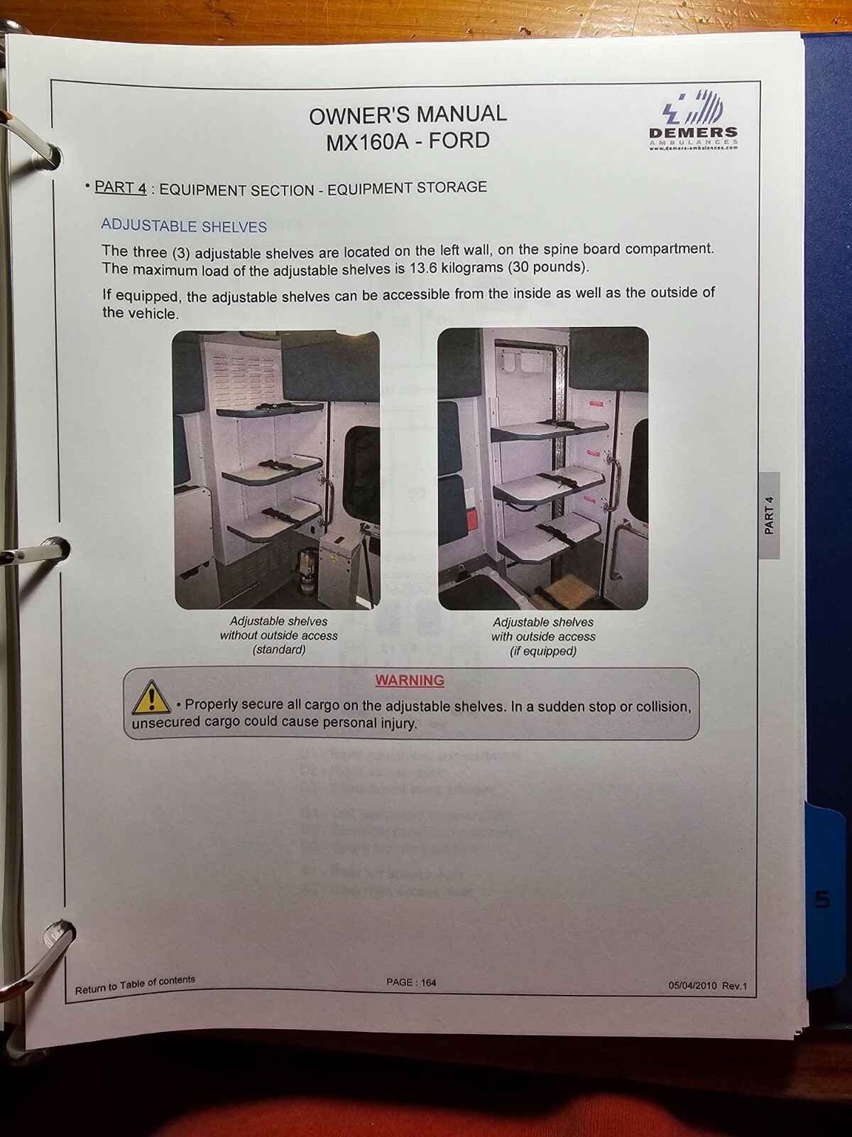 Demers Mystere MX160A Ambulance Owner’s Operator’s Manual C015249 Rev 1 2010