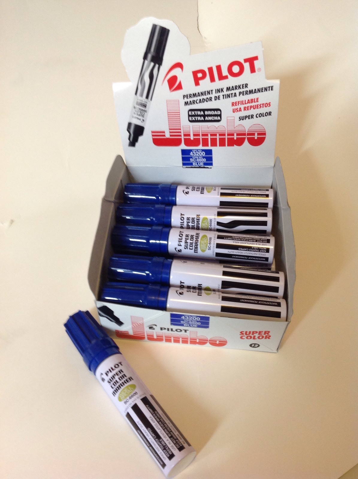 Pilot SC-6600 Jumbo Permanent Marker, Blue (PIL 43200) – 12/pk