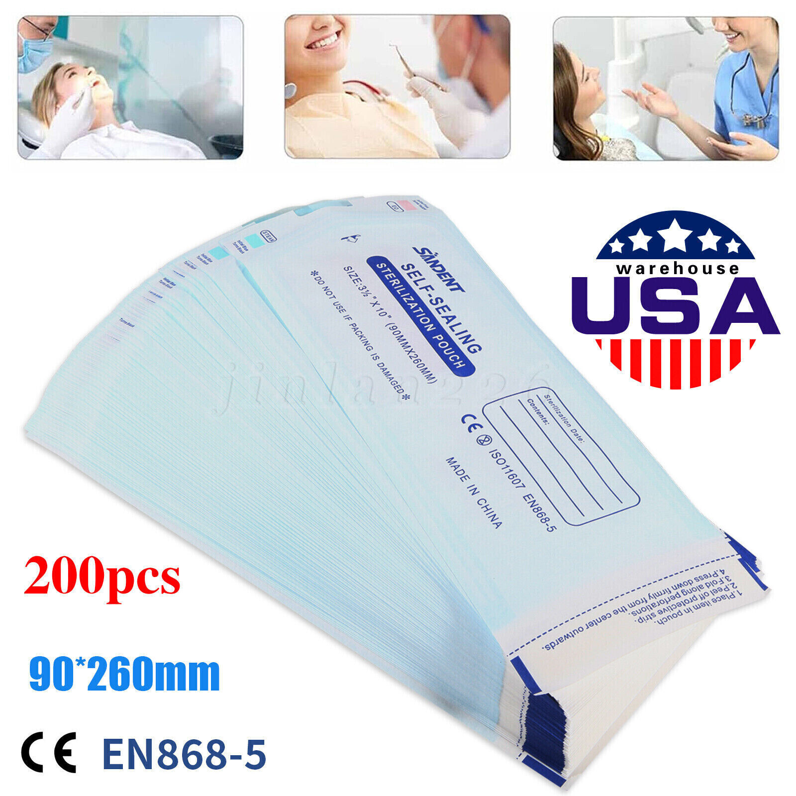 3.5″ X 10″ Self Sterilization Pouches Autoclave Pouch, Sterilizer Bags Dental US
