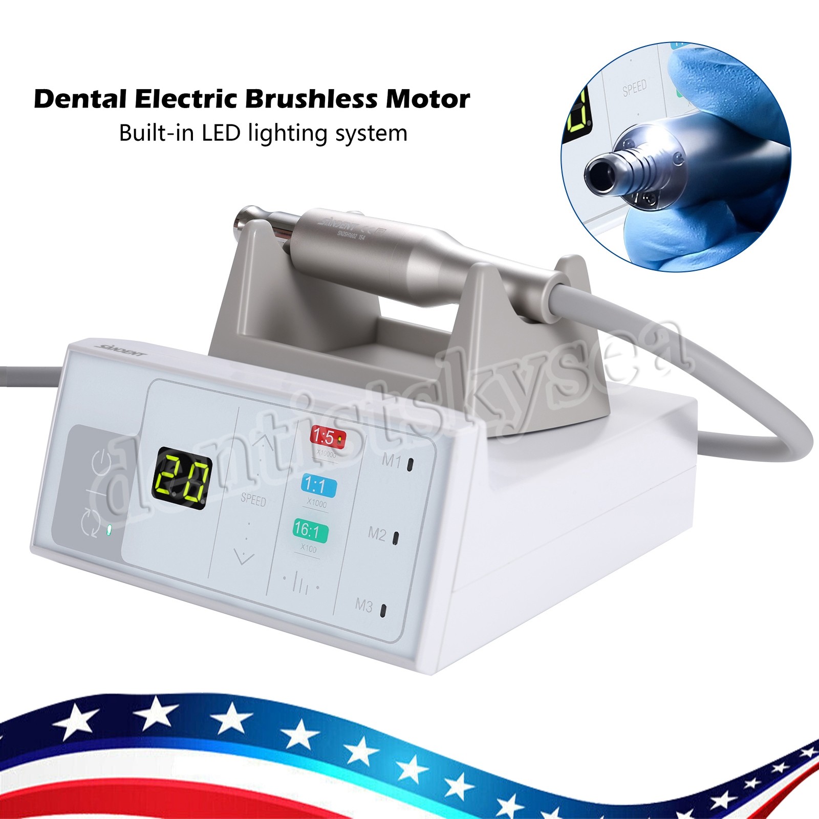 SANDENT Brushless LED Electric Micro Motor/1:5 Increasing Fiber Handpiece