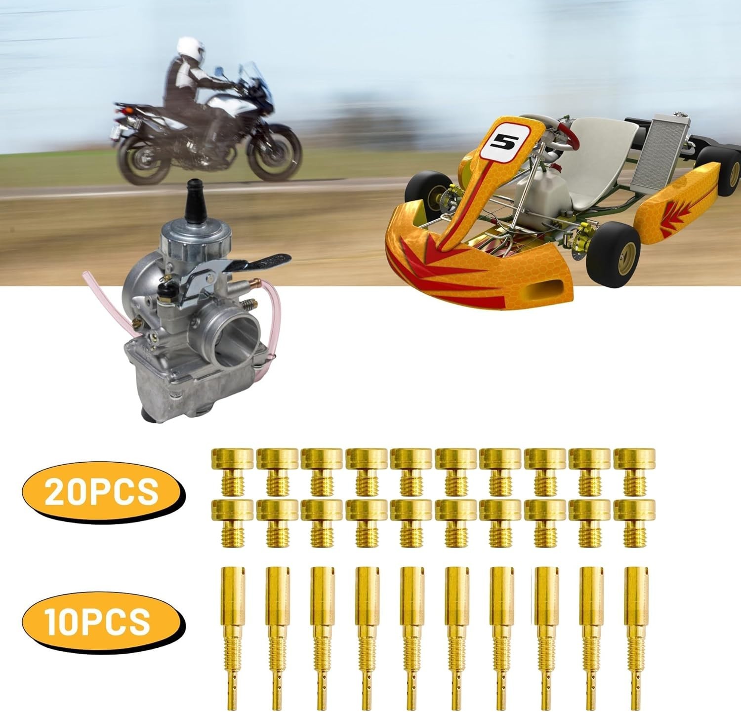 YGQ 30 Pcs Carburetor Main Jet and Pilot Slow Jet Kit for Mikuni Large Round