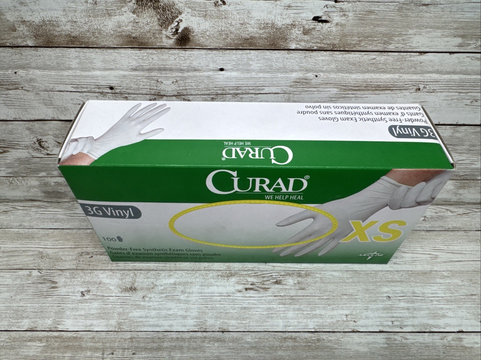 Curad 3G Vinyl Exam Gloves Synthetic *1 Case 10 Boxes 100 Gloves* Size: XSmall