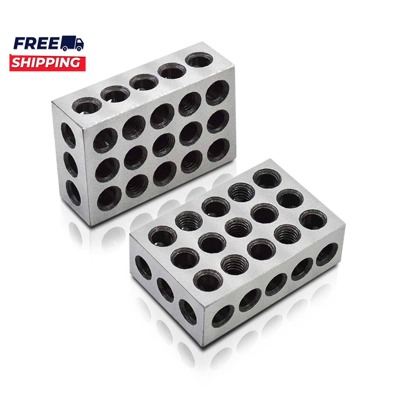 1 X 2 X 3 Inch Blocks Matched Pair Hardened Steel 23 Holes Accuracy 1 2 3 Block
