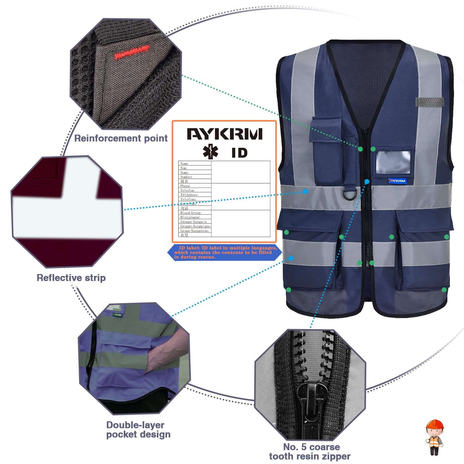 XSmall navy reflective vest