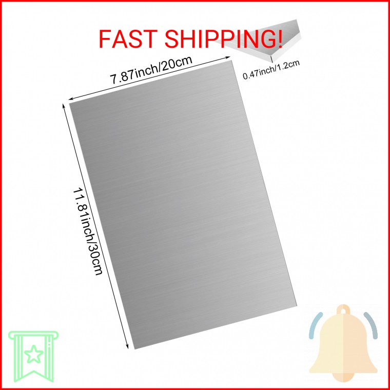 6061-T6 Aluminum Sheet 8x12x1/2 Inch Thickness Durable Aluminum Plate Metal Shee