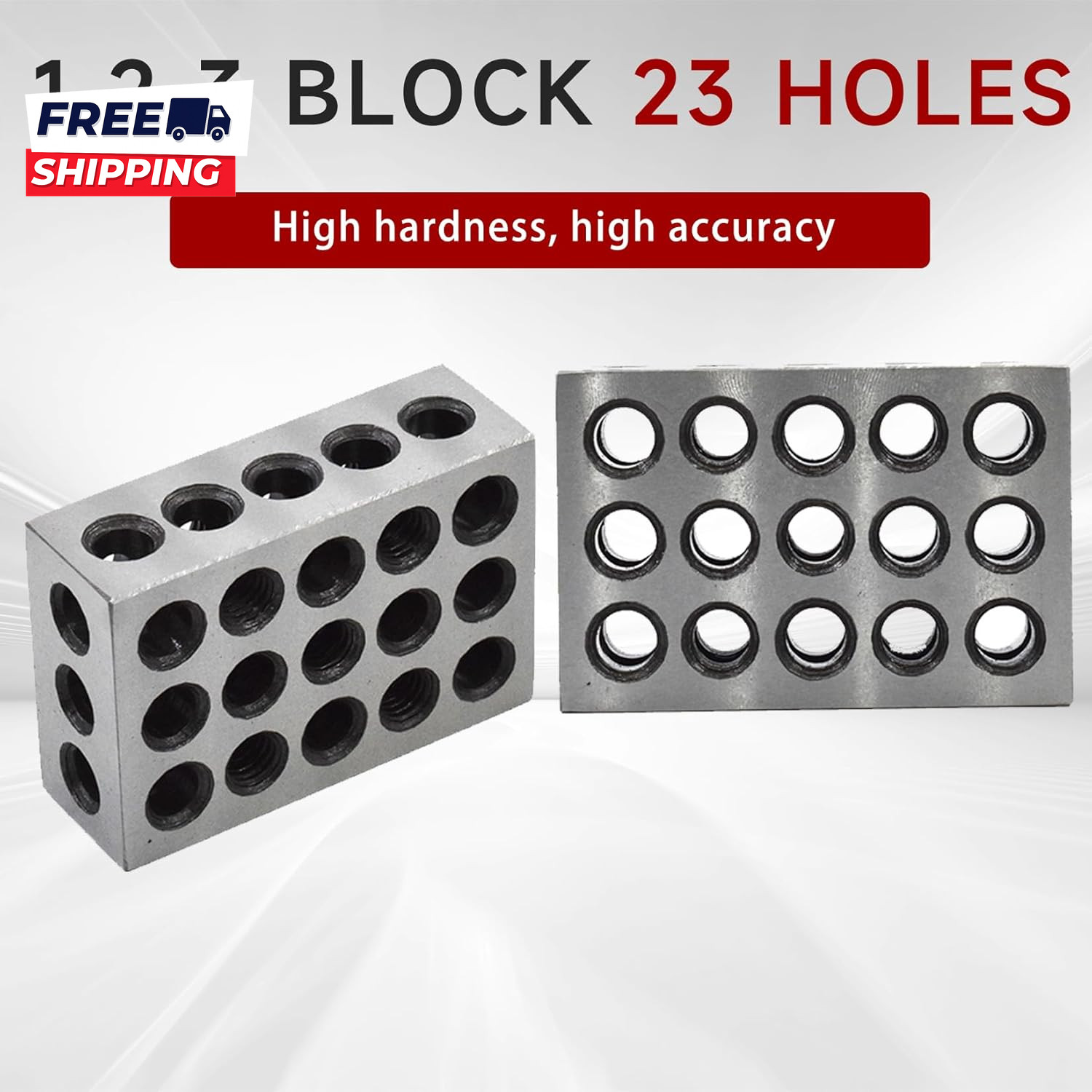 1 X 2 X 3 Inch Blocks Matched Pair Hardened Steel 23 Holes Accuracy 1 2 3 Block