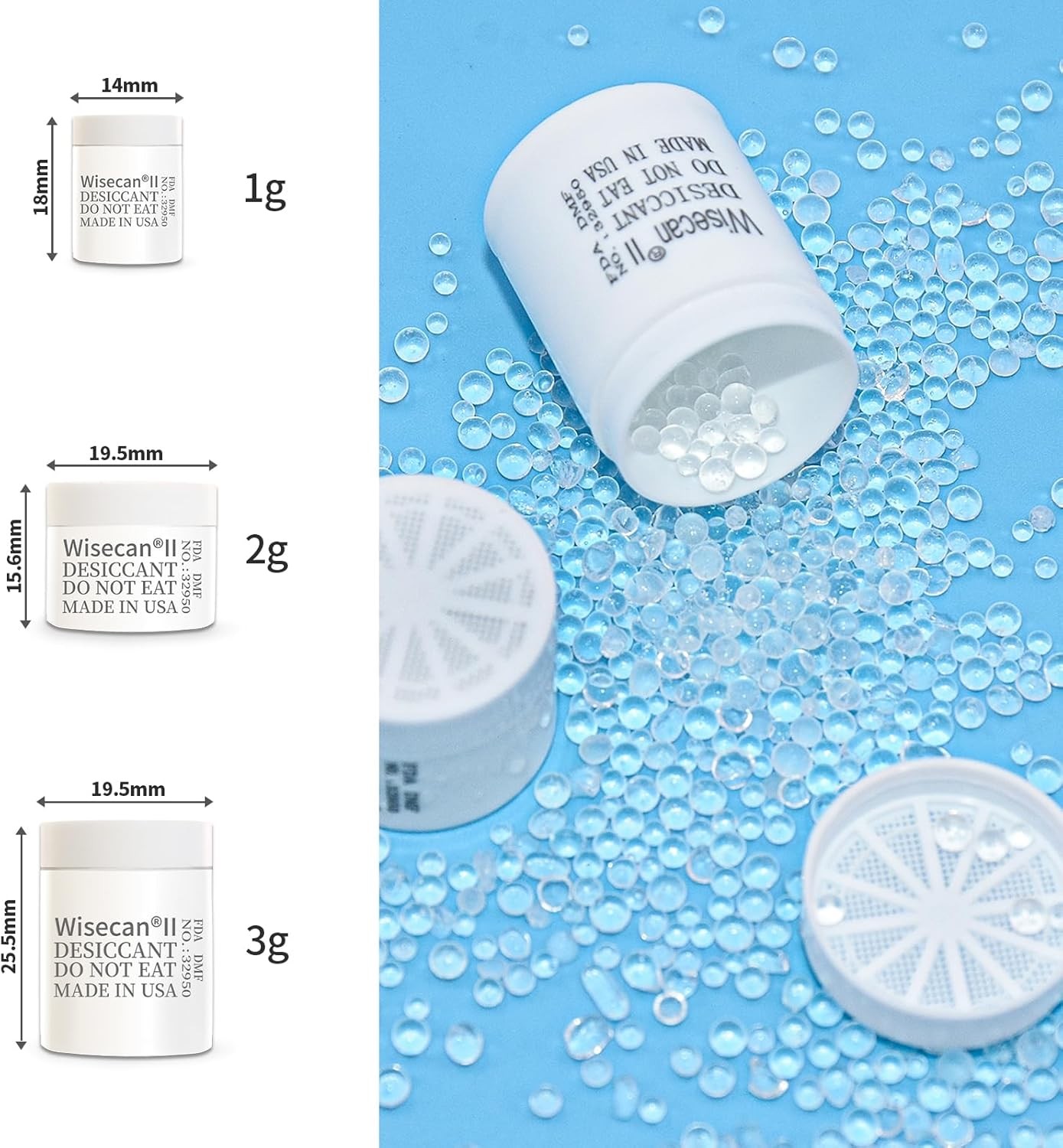 1 Gram 100 Packs Silica Gel Canister Desiccant Capsule Food Pharmaceutical Grade