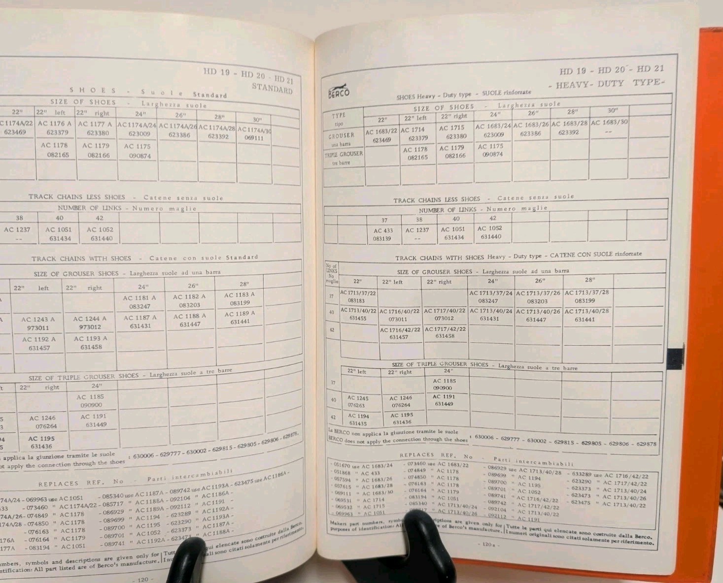 1967 Berco Allis-Chalmers Replacement Parts for Crawler Tractors Manual
