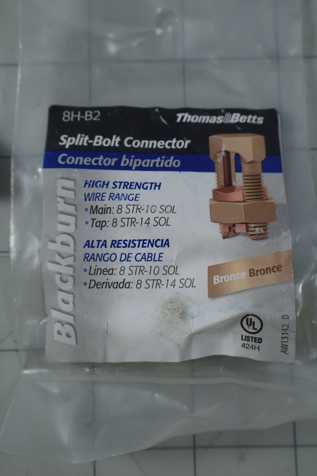 6-pack Thomas & Betts 8H-B2 Split Bolt Connector High Strength NEW