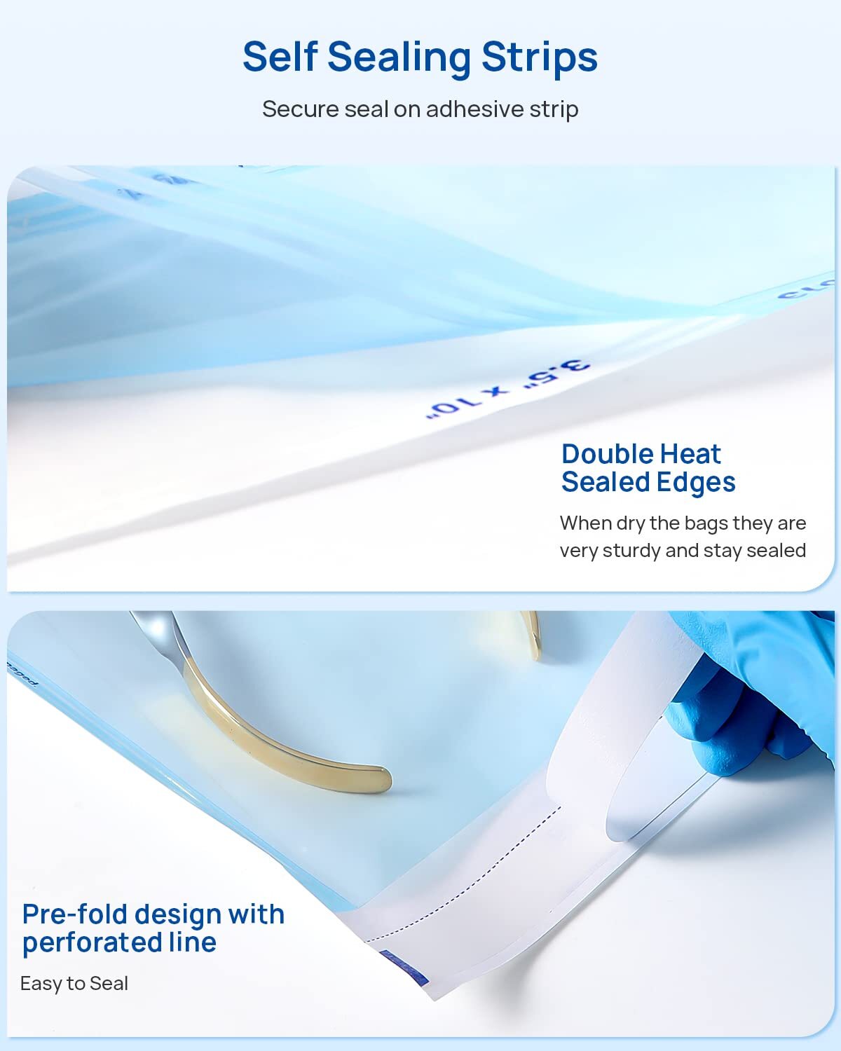 Sterilization Pouches Autoclave Dental Medical Self Seal Pouch Bag 200PCS
