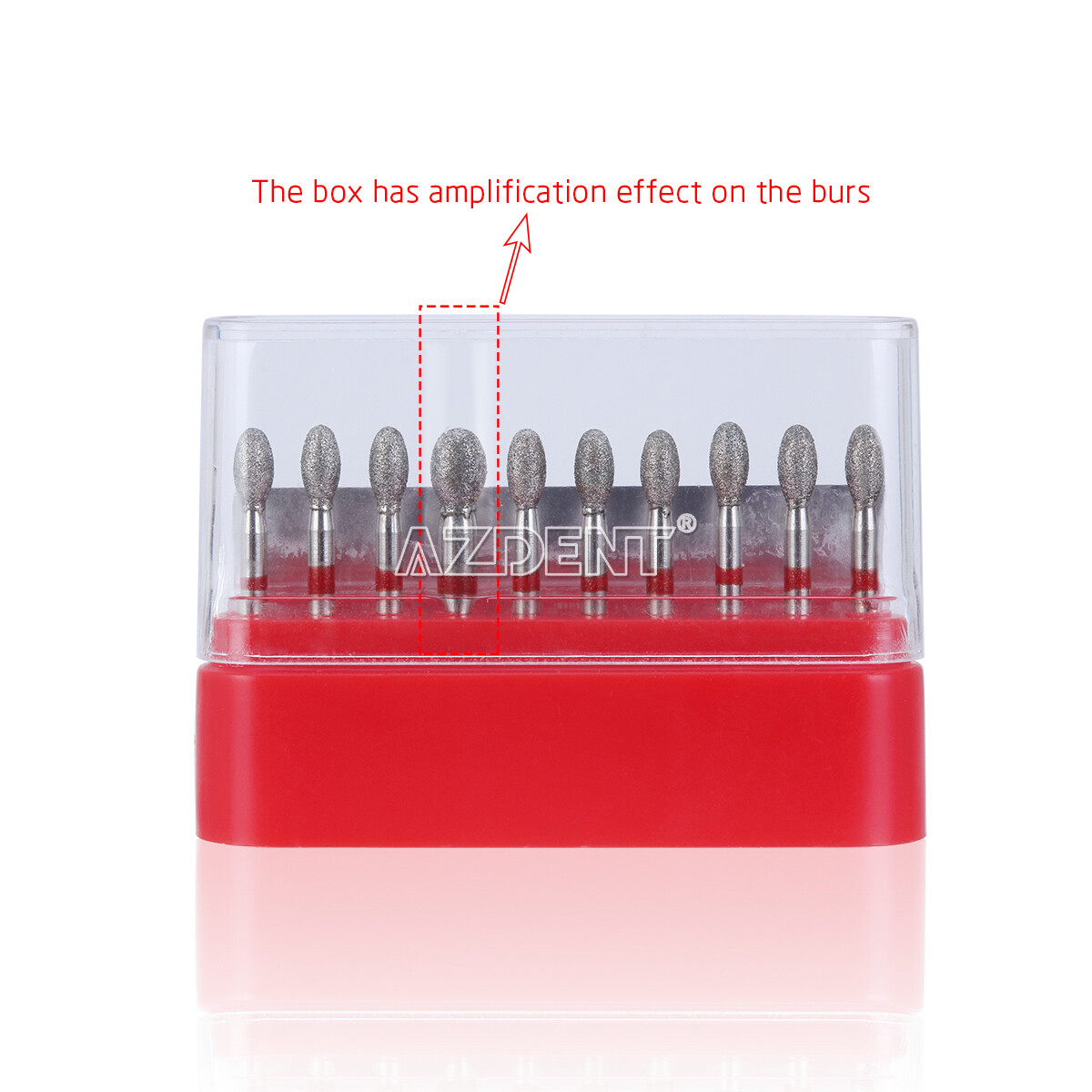Dental FG Diamond Burs Egg Football #379-023F Fine Grit Red 10pcs/kit AZDENT
