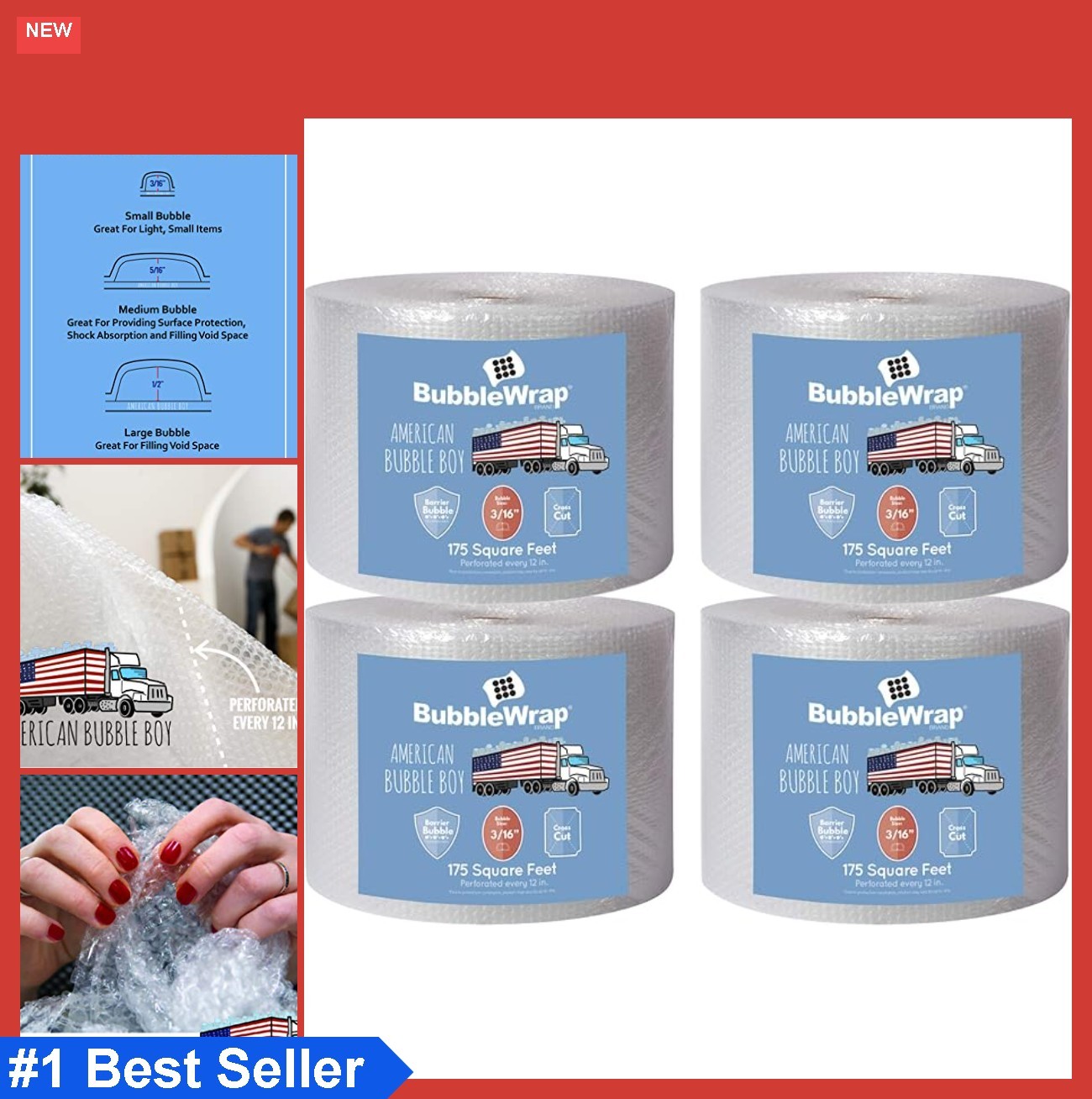 Bubble Wrap 4 Rolls 700 Feet 12 Inch Wide Small Bubble Heavy Duty Cushioning