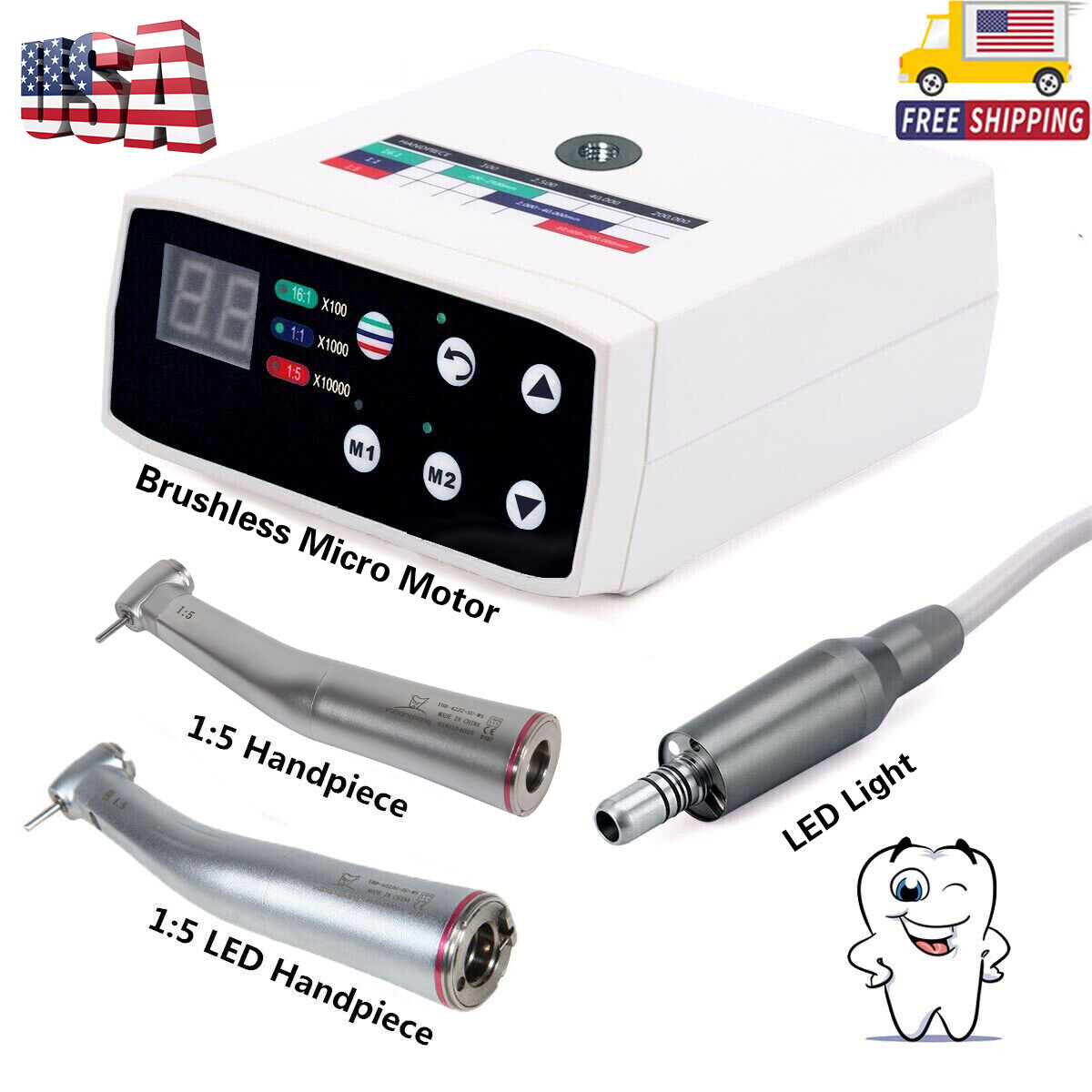 Dental Brushless Micro Motor/1:5 (LED) Handpiece Contra Angle Fit NSK new
