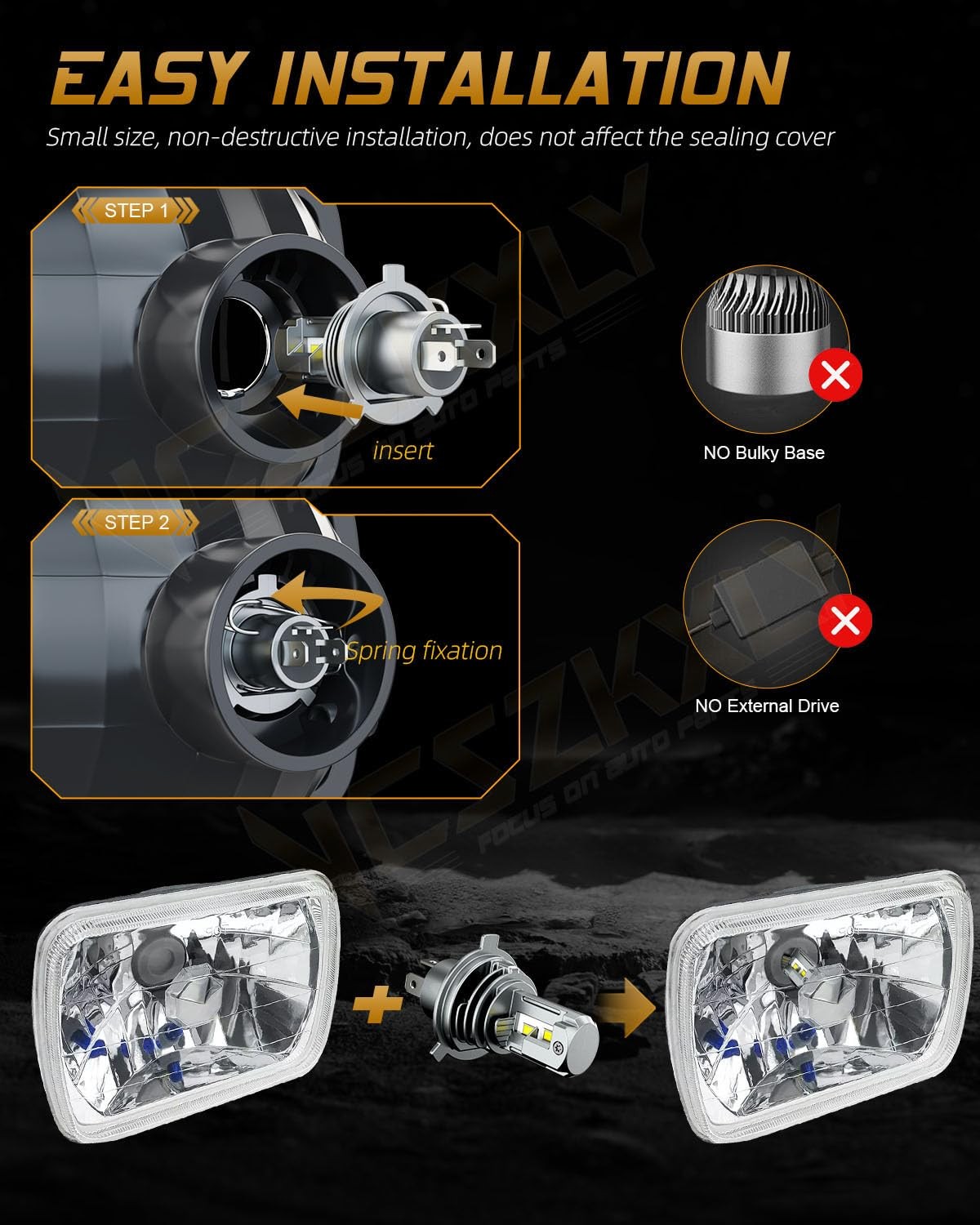 5×7 7×6 LED Headlights High Low Beam Offroad for Freightliner FL80 DOT Approved