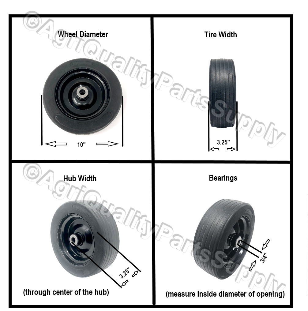 10″x3.25″ Solid Finish Mower Wheel with 3/4″ID $Discount Price with small defect