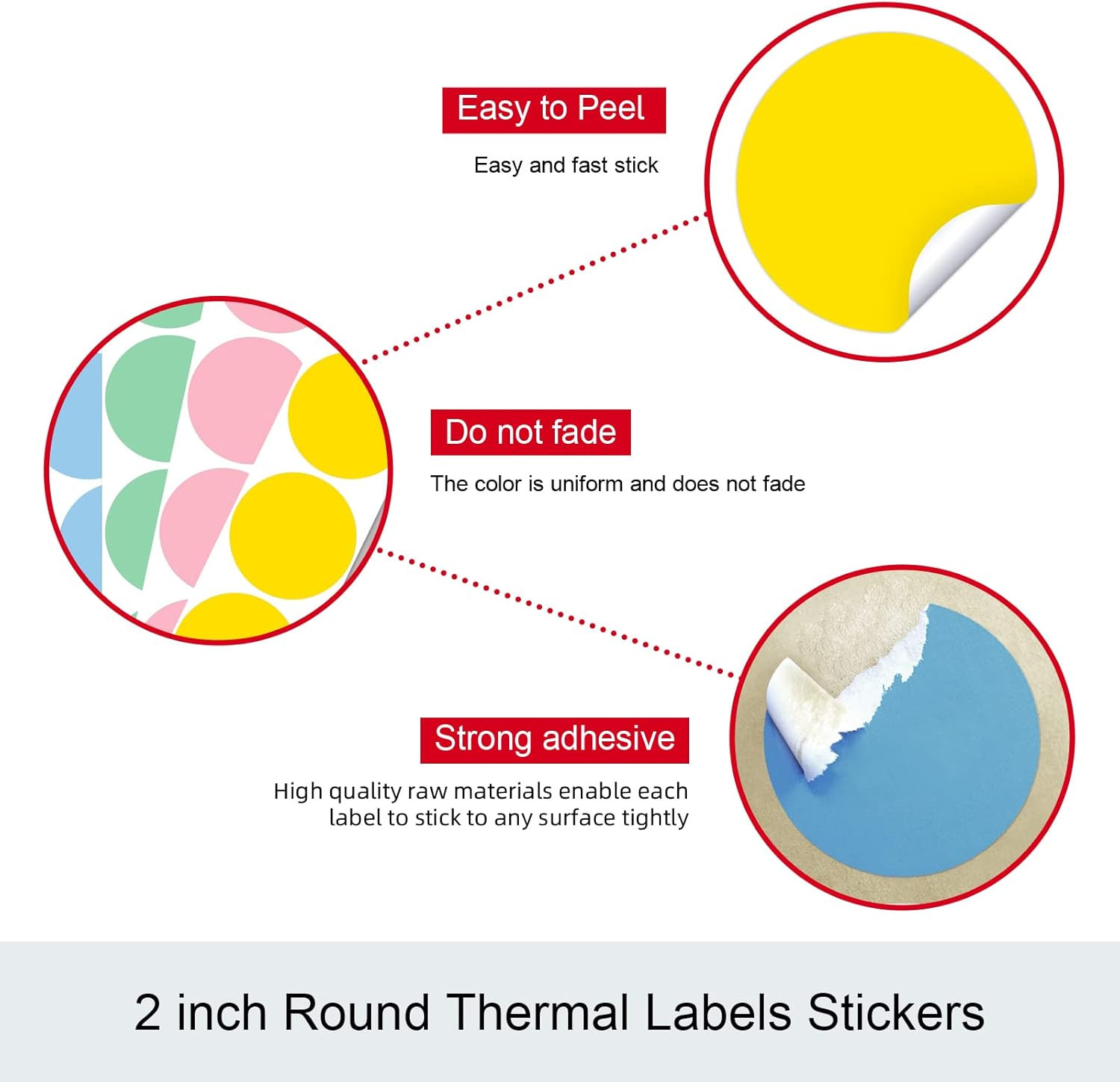 2″ Round Thermal Labels 750 Roll Self Adhesive Stickers for Thermal Printers