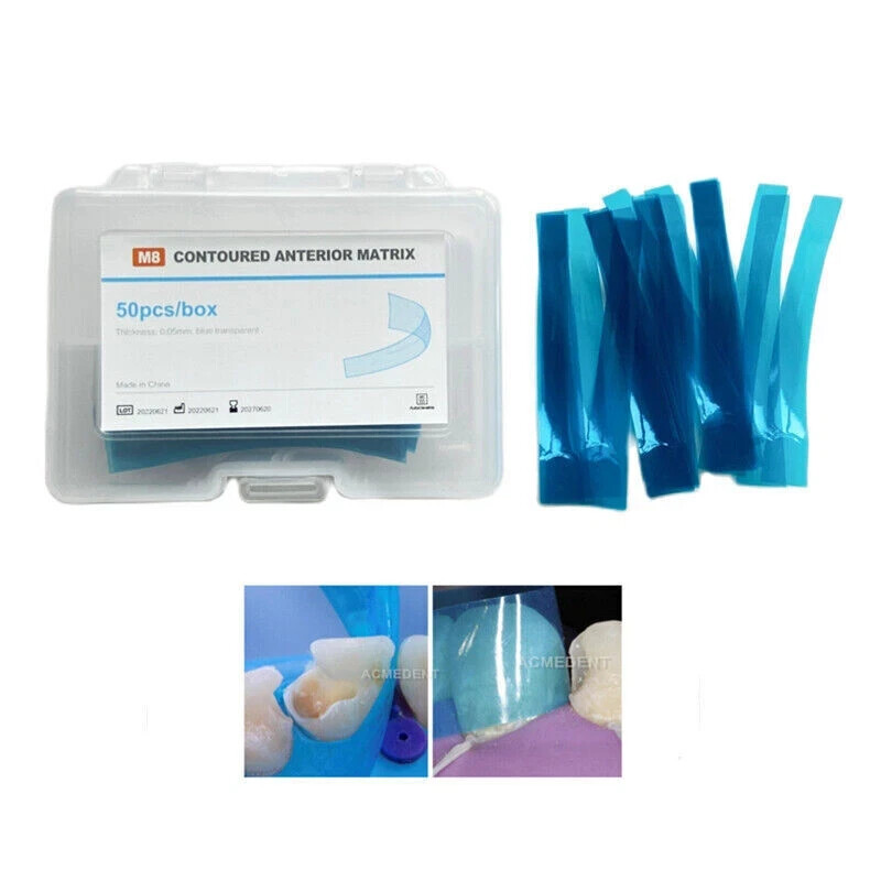 Dental Contoured Anterior Matrix Restoration Matrices Blue Strip M8 0.05mm