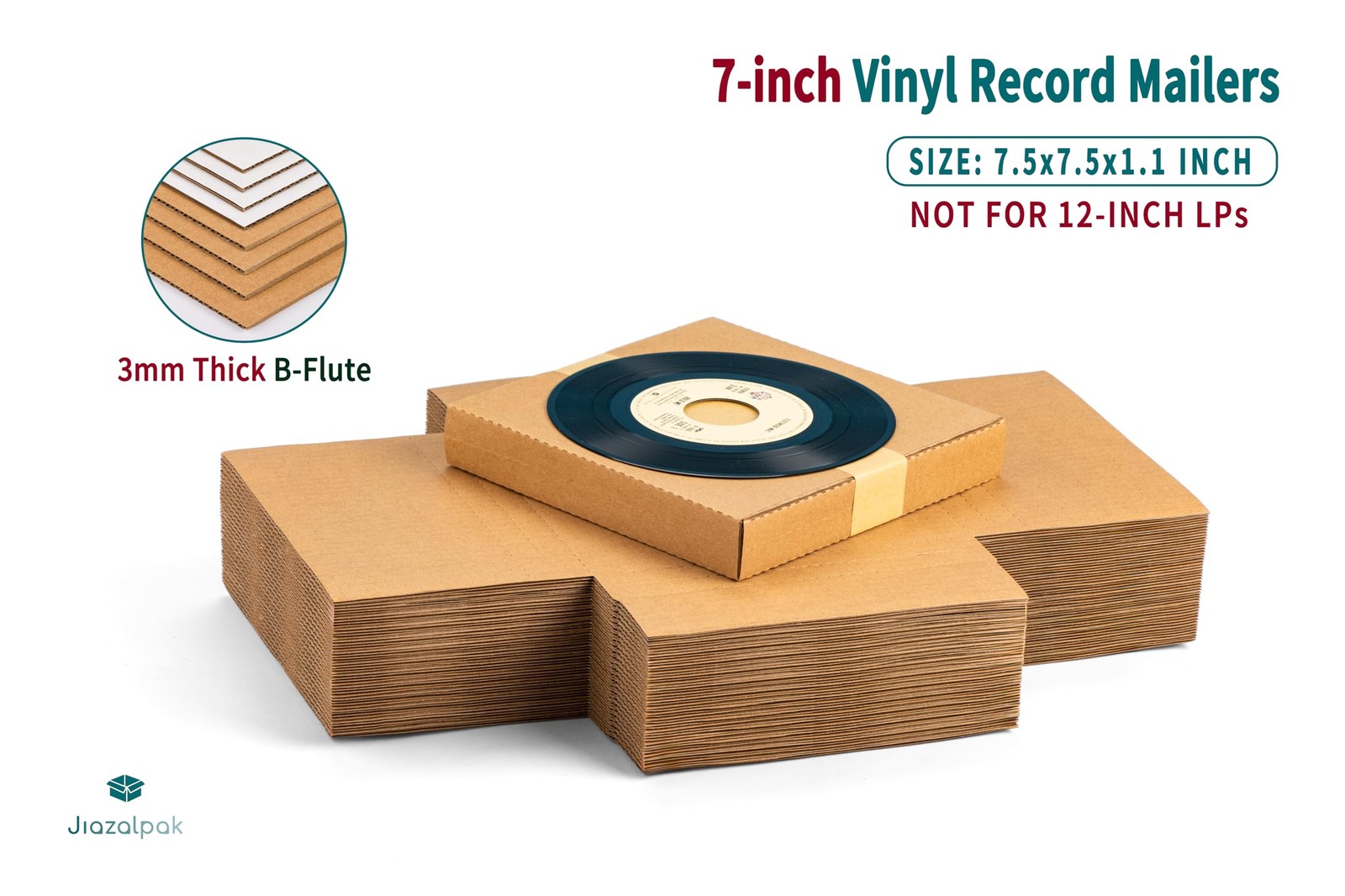 7-inch 45 RPM Record Mailers (NOT for 12-inch LPs), 7.5 x 7.5 x 1.1 Inch Corr…