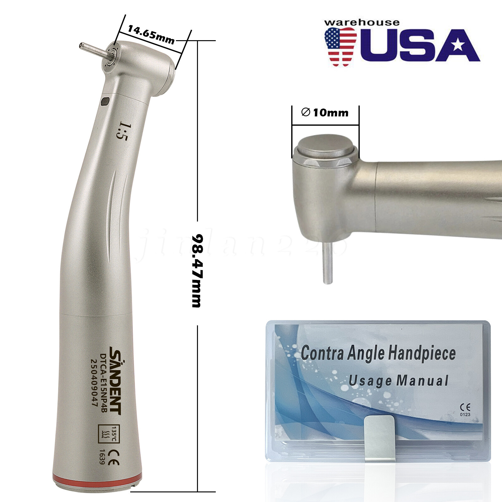 Dental 1:5 Optic LED Contra Angle Increasing Handpiece Fit NSK Electric Motor