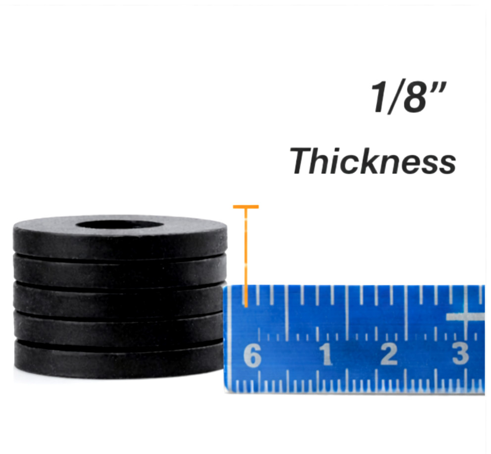 3/4″ ID x 1 1/4″ OD x 1/8″ Thick Black Rubber Flat Washers Various Pack Sizes