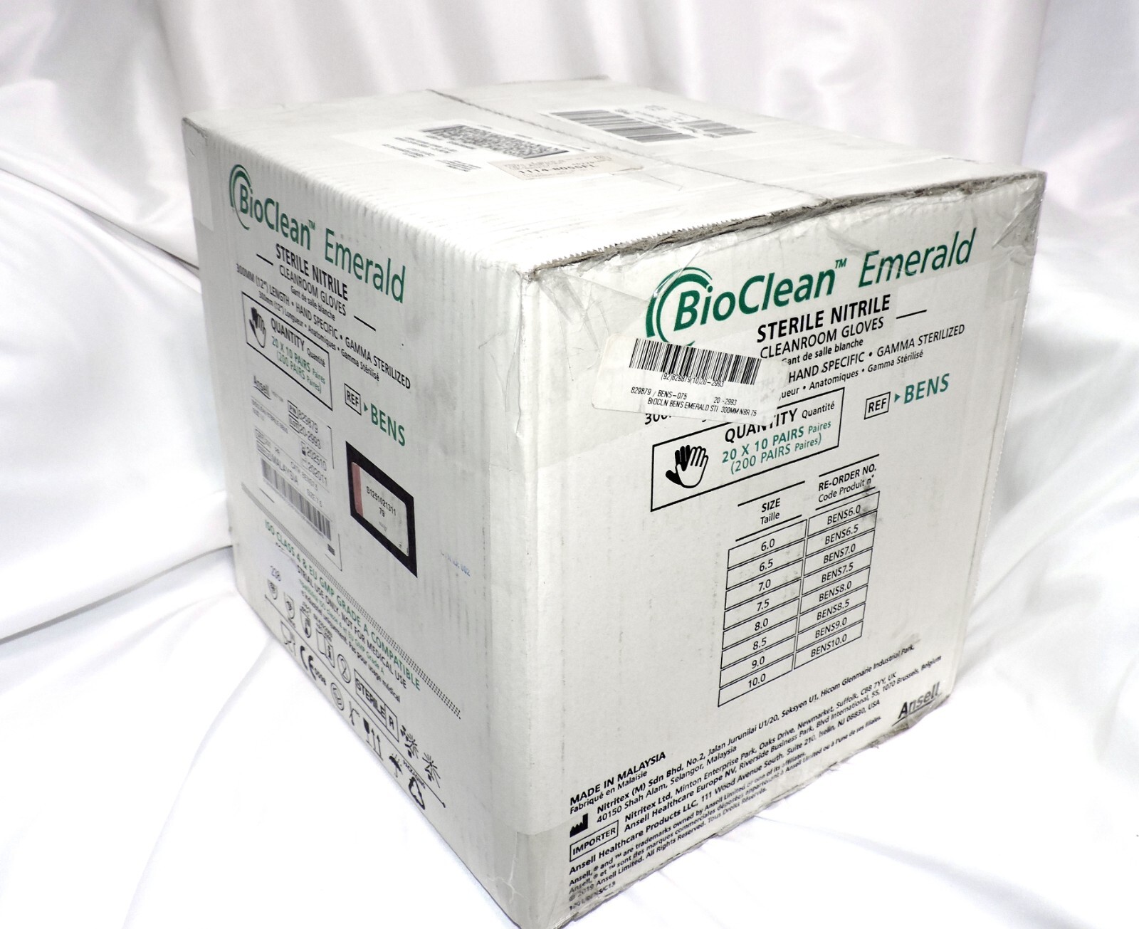 Ansell BioClean Emerald BENS Gloves Case 200 pairs Sz. Small 7.5