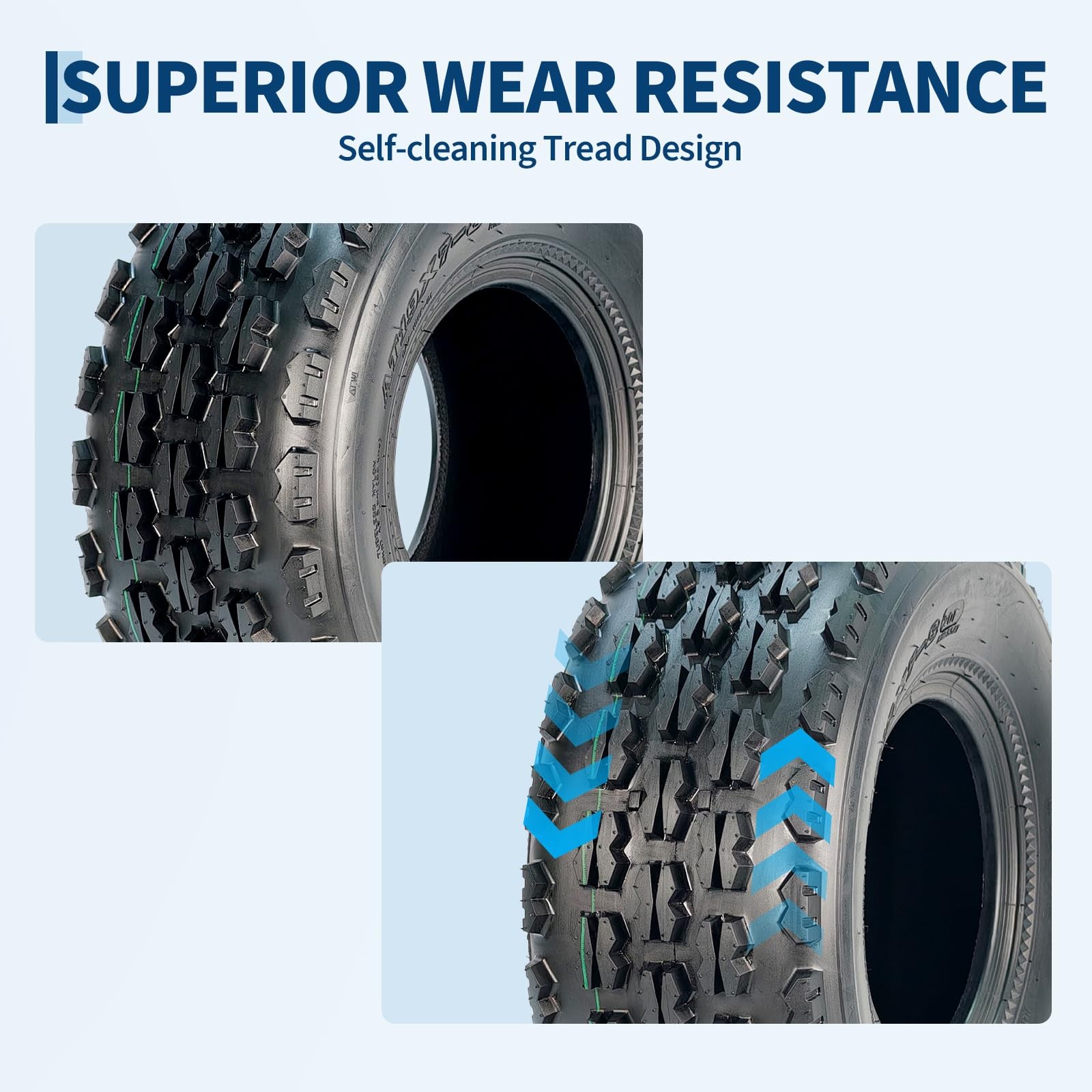 ATV UTV Tire Set 4-Ply Tubeless 19×7-8 Deep Knobby Tread Fits 8in Rims